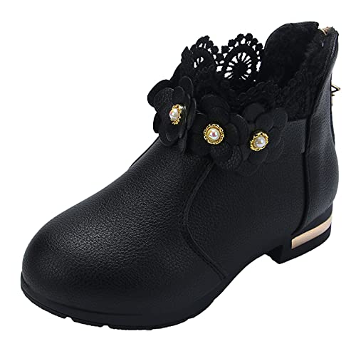 Stiefeletten Mädchen 36, Rosa Knöchelhohe Festlich Chelsea Stiefel Stiefeletten Outdoor Winter Leicht Winterstiefel Kurzstiefel Kinderstiefel Wasserdichte Kinder Warme Lackstiefel Ankle Boots von DondPO