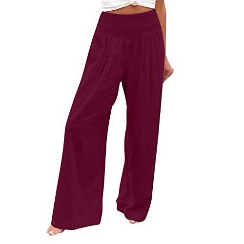 Strandhose Damen, Leicht Lang Haremshose Luftig Baggy Yogahose Stoffhose mit Taschen Trainingshose Jogginghose Graue Pumphose Freizeithose Leinenhose Marlenehose Schlupfhose von DondPO