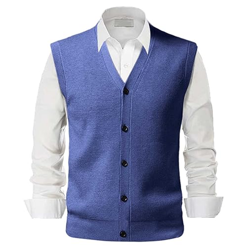 Strickwesten Herren V-Ausschnitt 4XL Baumwolle Pullunder Weste Regular Fit Winter Ärmellose Pullover Vest Strickpulli Weste Pulloverwestee Slim Fit Warm Strickweste Sweater Vest von DondPO