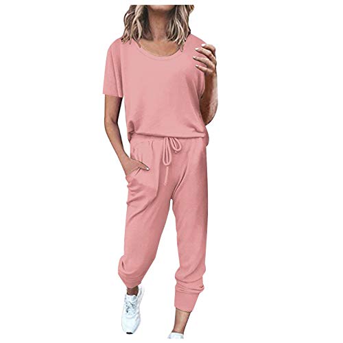 Trainingsanzug Zweiteiler Sommer Damen Set Freizeitanzug Sportlich Große Größen Loungewear Oberteile Streetwear Weiß Hausanzug Elegant Baumwolle Outfits Trainingsanzug Tracksuit 2 Teilig von DondPO