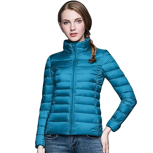 Ultraleichte Steppjacke Damen, Warme Leichte ohne Kapuze Steppjacke Winterjacke Reißverschluss Kurz Gefüttert Übergangsjacke Outdoor Jacken Sportlich Große Größen Langarm Daunenjacke Hybridjacke von DondPO