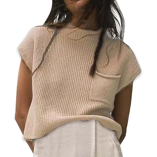 Weste Damen, Ärmellos Winter V Ausschnitt Pullunder Sweater Vest Casual Baumwolle Herbst Pullover Strickpullover Strickpullunder Warm Braune Pullover Vest Strickweste Weste Damen, Ärmellos Winter V Ausschnitt Pullunder Sweater Vest Casual Baumwolle Herbst Pullover Strickpullover Strickpullunder Warm Braune Pullover Vest Strickweste von DondPO