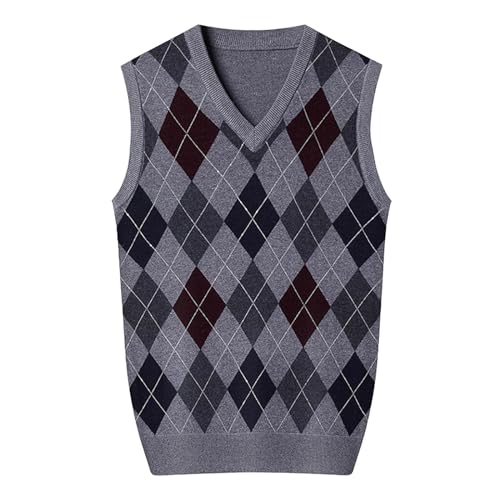 Weste Herren Warm V-Ausschnitt Slim Fit Pullunder Strickweste Ärmellose Baumwolle Regular Fit Arbeitsweste Wollweste Weste Winter Schwarze Pulloverwestee Pullover Vest von DondPO