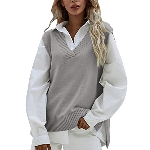 Weste Ohne Ärmel Damen Warm Ärmellos Herbst Pullunder Strickpullover Weich Winter V Ausschnitt Sweater Vest Pullover Vest Pullover Baumwolle Lose Strickweste Strickpullunder Weste Ohne Ärmel Damen Warm Ärmellos Herbst Pullunder Strickpullover Weich Winter V Ausschnitt Sweater Vest Pullover Vest Pullover Baumwolle Lose Strickweste Strickpullunder von DondPO
