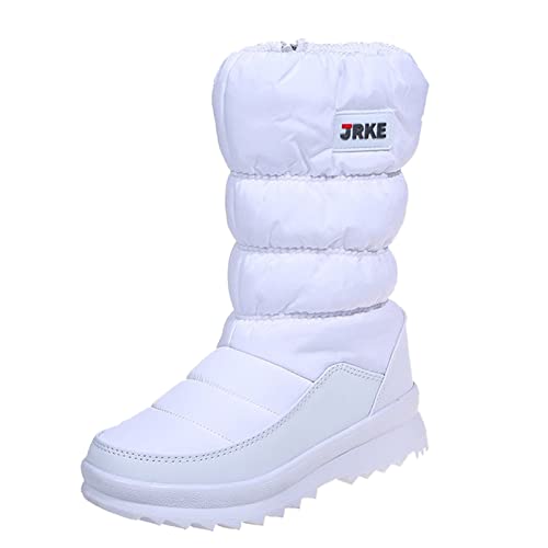 Winterboots Damen Gefüttert Wasserdicht, Flach Weiße Gefüttert Winterschuhe Schneestiefel Rutschfeste Hohe Wasserdicht Winterstiefel Snow Boots Schneeschuhe Warme Kurzschaft Winter Boots Winter Boots von DondPO