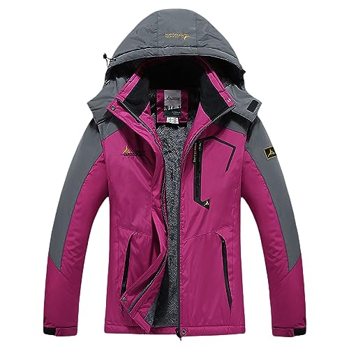 Winterjacke Wasserdicht Damen Wasserdichte Winddichte Verdickt Schneejacke Winterjacke Frauen Übergröße Winter Ski Jacket Übergangsjacke Skibekleidung Gefüttert Warm Outdoor Snowboardjacke Skijacke von DondPO