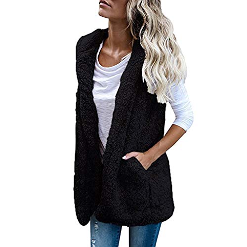 Winterweste Damen, Elegant Fleece Warm Teddy Fleece Weste Plüschweste Taschen Reißverschluss Klassischer Winterweste Fleece Weste Standkragen Winter Ärmellose Fleeceweste Fellweste von DondPO