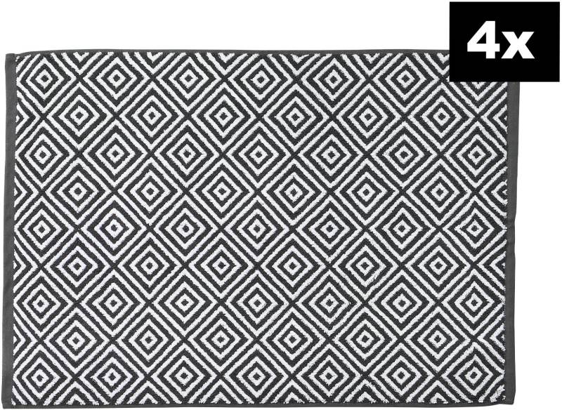 done. Badematte "DAILY SHAPES Diamond 4er-Set" Höhe 5 mm fußbodenheizungsgeeignet Badvorleger aus 100% Baumwolle, Jacquardgewebt von Done.
