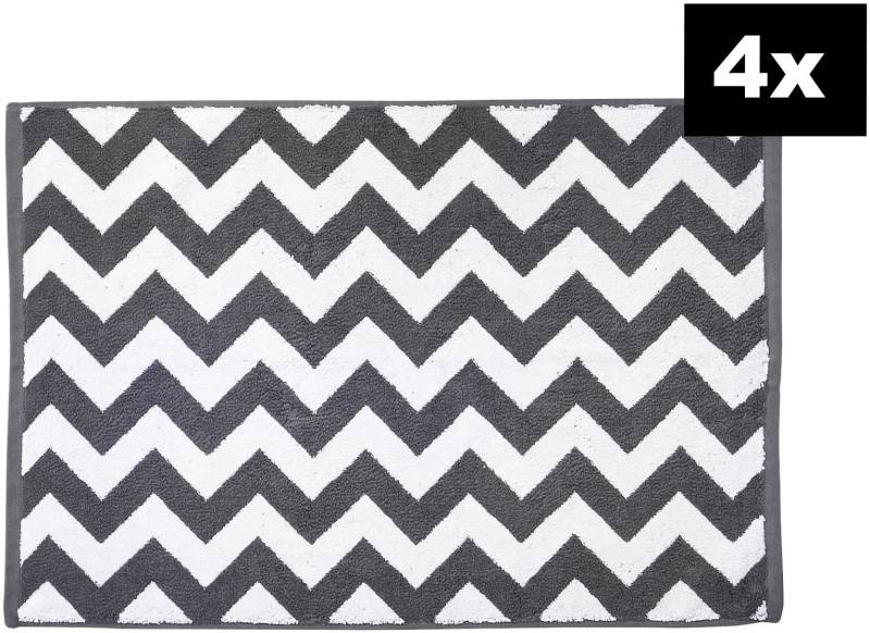 done. Badematte "DAILY SHAPES ZickZack 4er-Set" Höhe 5 mm fußbodenheizungsgeeignet Badvorleger aus 100% Baumwolle, Jacquardgewebt von Done.