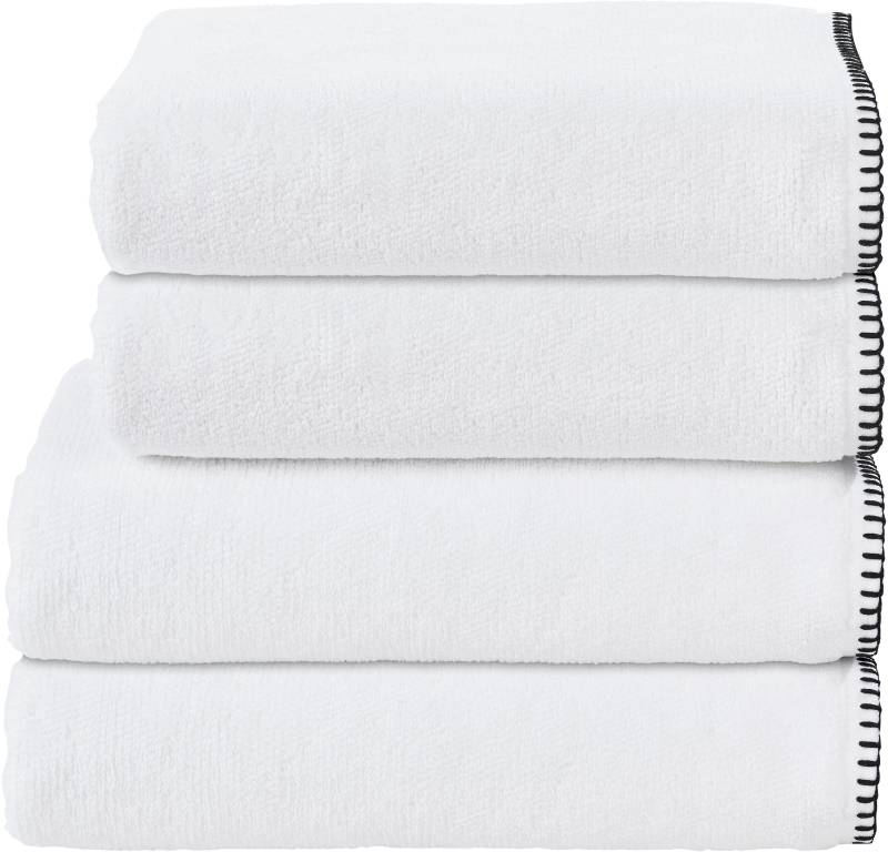 done. Handtuch Set "Deluxe Prime 2xHandtücher (50x100 cm), 2x Duschtücher (70x140 cm)" Set 4 Stk. Zwirnfrottee mit einfassender Ziernaht in schwarz von Done.