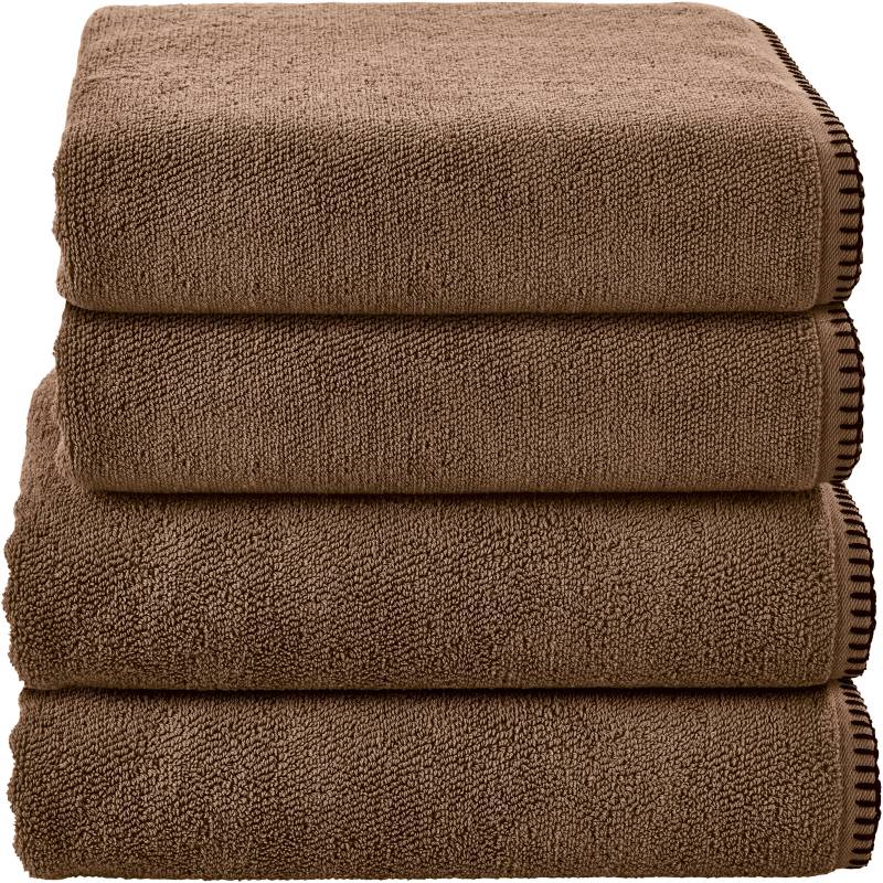 done. Handtuch Set "Deluxe Prime 2xHandtücher (50x100 cm), 2x Duschtücher (70x140 cm)" Set 4 Stk. Zwirnfrottee mit einfassender Ziernaht in schwarz von Done.