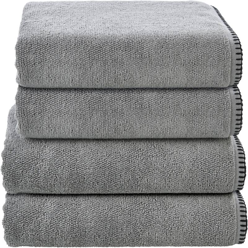 done. Handtuch Set "Deluxe Prime 2xHandtücher (50x100 cm), 2x Duschtücher (70x140 cm)" Set 4 Stk. Zwirnfrottee mit einfassender Ziernaht in schwarz von Done.