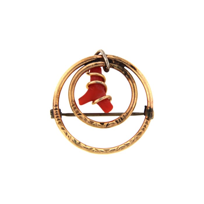 Antike Gold Filled Koralle Anstecknadel von DonegalJewelers