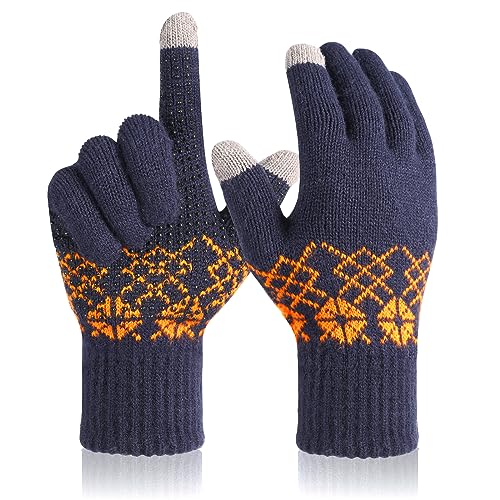 Donfri Winterhandschuhe Touchscreen Handschuhe Fleece Stretch Strickhandschuhe Sport Warm Laufhandschuh Indoor-Outdoor-Sport für Damen und Herren (Navy Blau) von Donfri