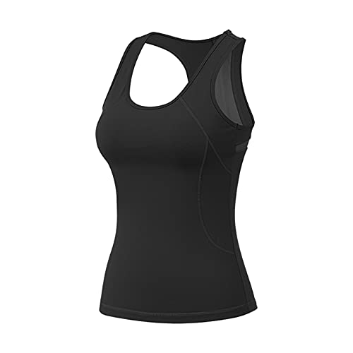 Damen Tank Top Sommer Sports Shirts Oberteile Frauen Slim fit Ärmellos for Yoga Jogging Laufen Workout Bluse mit Integriertem BH von DongBao