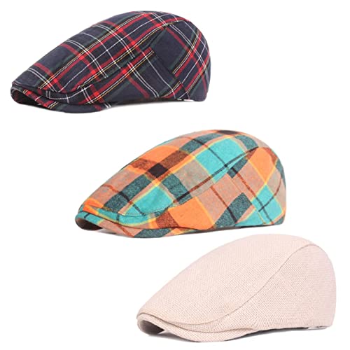 DongBao 3 Pcs Schirmmütze Herren Schiebermütze Flatcap Newsboy Cap Baskenmütze Barett Cap Für Frühling und Herbst von DongBao