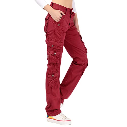 DongBao Damen Hosen Cargo Hose Multi Taschen Jogginghose Sporthose Workwear Wanderhose Outdoorhose Damen Cargo Hose von DongBao