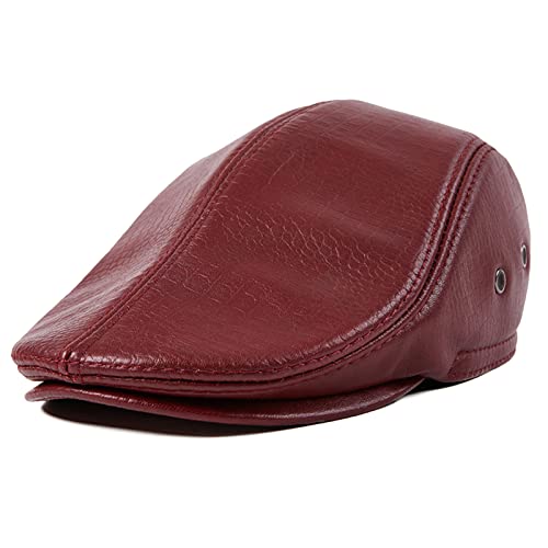 DongBao Herren Flatcaps Leder Schirmmütze Schiebemütze Klassische Mode Flatcap wasserdicht von DongBao