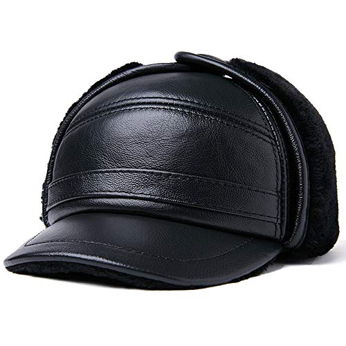 DongBao Herren Winter Schiebermütze mit Ohrenklappen,Warm Baseball Kappe mit Ohrenschutz, Leder Fliegermützen von DongBao