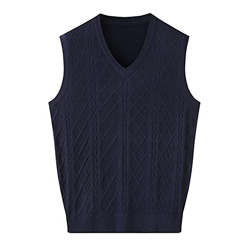 DongBao Herren Winter V-Ausschnitt Ärmelloser Weste Classic Business Gentleman Strick Weste Pullover Strickjacken Tanktops von DongBao