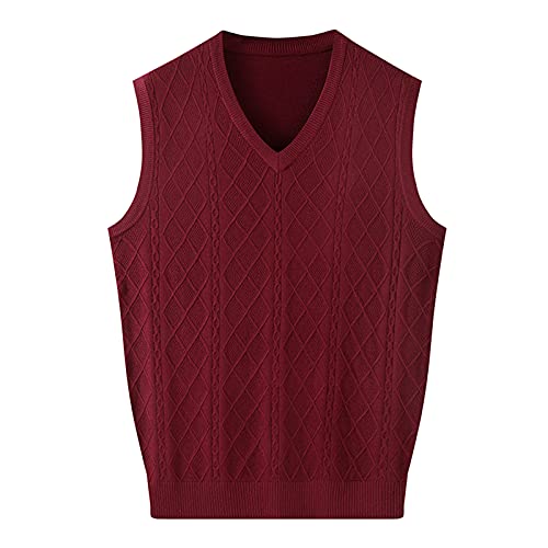 DongBao Herren Winter V-Ausschnitt Ärmelloser Weste Classic Business Gentleman Strick Weste Pullover Strickjacken Tanktops von DongBao