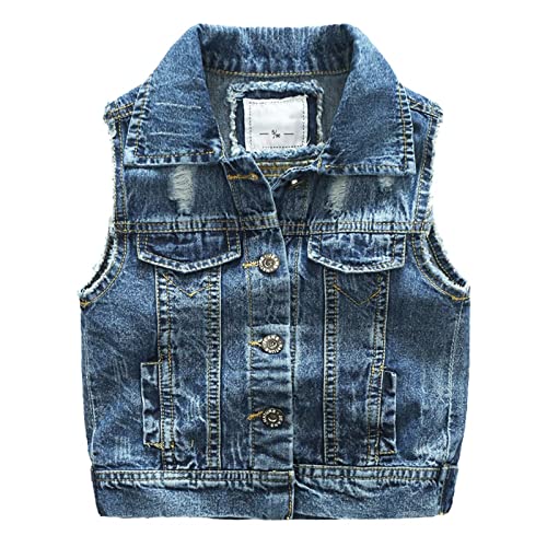 DongBao Jeansweste für Kinder, Jungen und Mädchen, Jeansjacke, ärmellose Weste, stilvolle Oberbekleidung für Frühling, Sommer und Herbst von DongBao