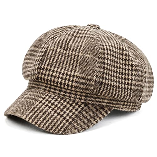DongBao Newsboy Cap Schirmmütze Damen Bakerboy Mütze Ballonmütze Barett Kappe Ivy Gatsby Hut Visor Baskenmütze von DongBao