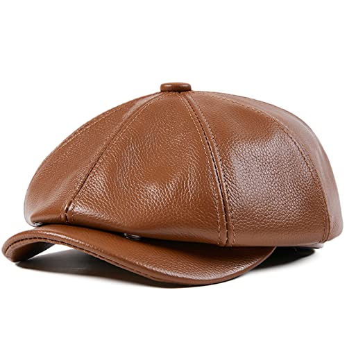 DongBao Schirmmütze Newsboy Flat Cap Barett Cap Herren Schiebermütze Baskenmütze Herren Gatsby Kostüm Accessoires, Leder von DongBao