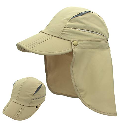 DongBao Sonnenhut mit UV Schutz - Outdoor Sonnenschutz Cap mit Abnehmbarer Nackenschutz für Männer und Frauen, Baseballmütze von DongBao