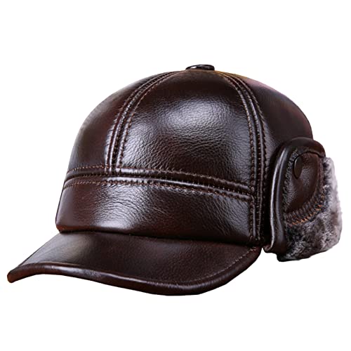 DongBao Winter Warm Baseballcap mit Ohrenklappe Golf Mütze aus Leder Schirmmütze Winterkappe Wasserdicht Kappe für Herren Damen von DongBao