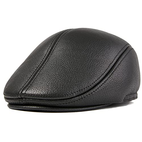 Herren Damen Flat Cap Hüte Schirmmütze Schiebermütze Newsboy Hüte Freizeit Winter Herbst Leder Kappe von DongBao