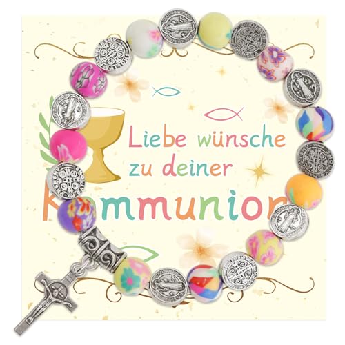 Erstkommunion Geschenk Kommunion Geschenke für Mädchen Armband Erstkommunion Geschenke Mädchen mit Kreuz Kommunion Taufe Geschenk Bunte Perlen Armbänder für Kinder mit Kommunionkarte & Geschenkbox Erstkommunion Geschenk Kommunion Geschenke für Mädchen Armband Erstkommunion Geschenke Mädchen mit Kreuz Kommunion Taufe Geschenk Bunte Perlen Armbänder für Kinder mit Kommunionkarte & Geschenkbox von Dongcill