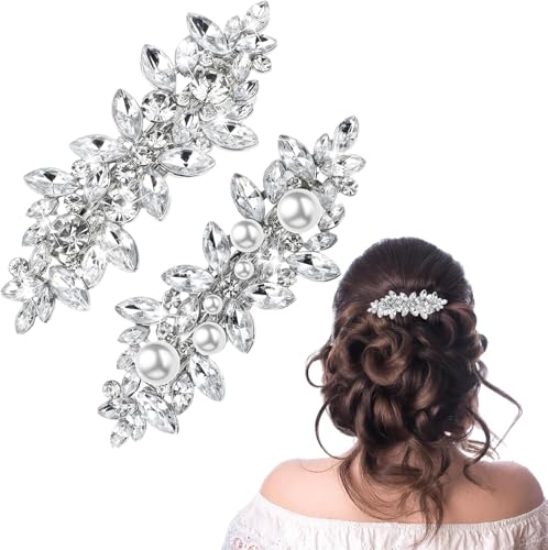 Dongdaping 2 Strass Perle Französisch Kristall Haarspange Strass Braut Silber Hochzeit Haarspange Haarschmuck Geeignet für Damen Mädchen Brautjungfern Dongdaping 2 Strass Perle Französisch Kristall Haarspange Strass Braut Silber Hochzeit Haarspange Haarschmuck Geeignet für Damen Mädchen Brautjungfern von Dongdaping