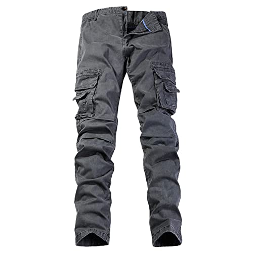 Herren Cargohose Combat Pants Casual Angeln Wandern Arbeitshose mit Multi Taschen für Männer, a, Groß von Donggu