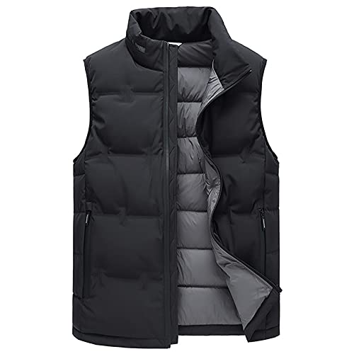 Herren Daunenweste Warm Reißverschluss Winter Weste 90% Weiß Entendaunen Casual Steppweste mit Taschen Isolierte Jacke Ärmellos, Schwarz , 7XL von Donggu