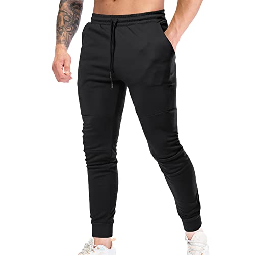 Sweatpants Elastische Hose für Herren, legere Jogginghose mit Taschen, Schwarz , 34-37 von Donggu