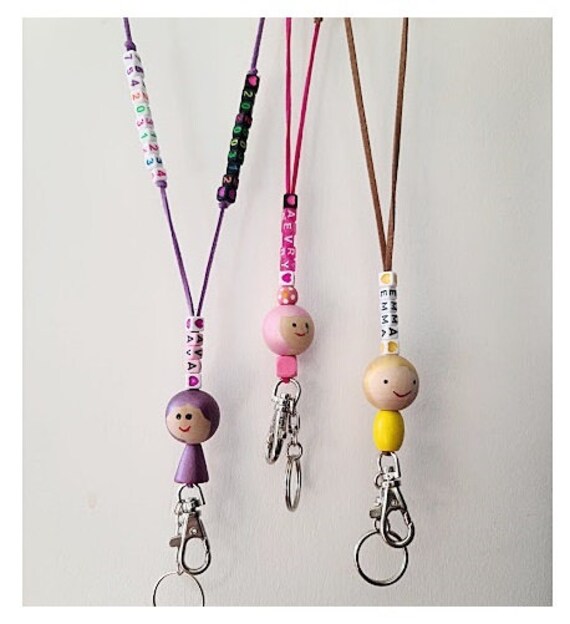 Personalisierte Farben Perlen Schlüsselband Für Kinder/Puppengesichtsband Mädchen Id Badge Lanyard, Breakaway Geschenk von DongleDongle