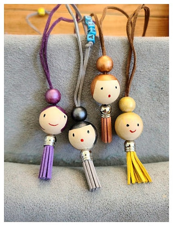 Puppen Gesicht Holzperlen Kette. Holzperle Halskette. Handgemachte Farbe Kinder Halskette.mädchen Schmuck Mädchen Puppe Halskette von DongleDongle