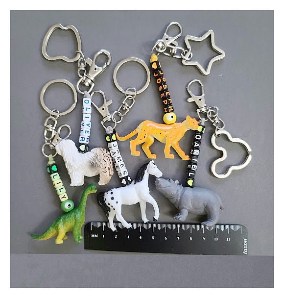 Tier Schlüsselanhänger/Tiername Hund, Katze, Pferd, Gepard, Nilpferd Tiername, Telefonnummer Kinder Zubehör Geschenk Für von DongleDongle