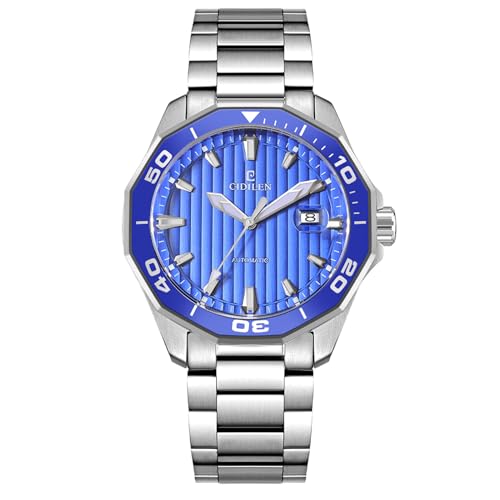 DoniRudy Automatische mechanische Herrenuhr für Herren, Business-Kleid, leuchtend, wasserdicht, 100 m, luxuriöse Business-Herrenuhr, schwarzes Zifferblatt, Blau, Modern von DoniRudy