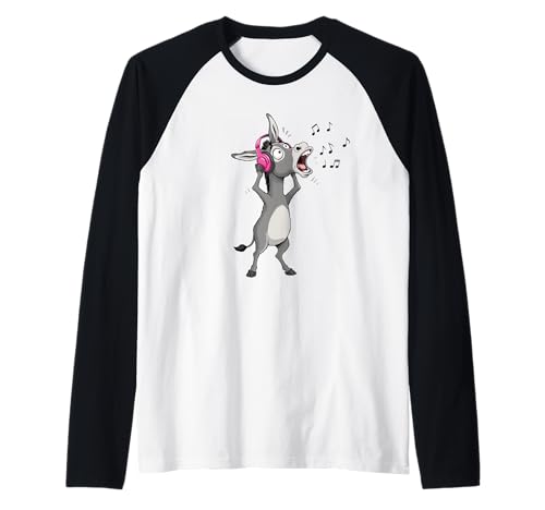 Lustiges singendes Lied Esel Tier Geschenk Musiker Erwachsene Kinder Raglan von Donkey Singing Karaoke Music Lover Graphic Design