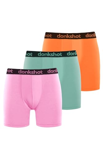Boxershorts im 3er Pack, Bequeme Unterhosen für Herren, eng anliegend mit klassischem Schnitt, Mint-Orange-Lila - XL von Donkshot