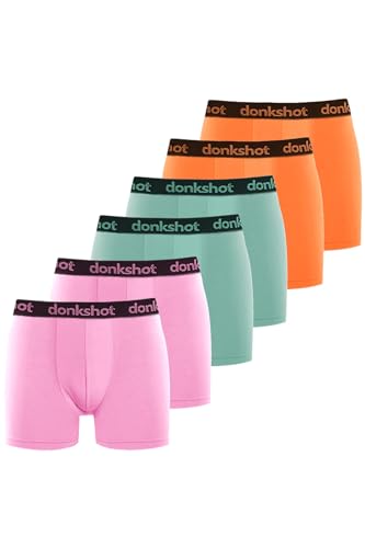 Boxershorts im 6er Pack, Bequeme Unterhosen für Herren, eng anliegend mit klassischem Schnitt, Mint-Orange-Lila - 2XL von Donkshot