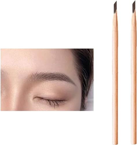 Wooden Eyebrow Pencil-2023 New Waterproof Eyebrow Pencil-Long-lasting Eyebrow Eyeliner Pencil Dark-Wooden Eyebrow Pencil (Brown-2pcs) von Donlinon