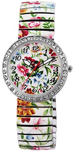 Donna Kelly Damen – Uhr Zugband Armbanduhr Blumenmuster Analog Quarz 1700042 von Donna Kelly
