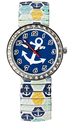 Donny Kelly Damen-Uhr Zugarmband Edelstahl Analog Quarz 1700071 (Mehrfarbig blau) von Donna Kelly