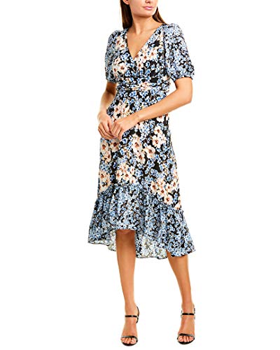 Donna Morgan Damen Bubble Sleeve High-Low Dress Cocktailkleid, Periwinkel/Koralle, 40 von Donna Morgan