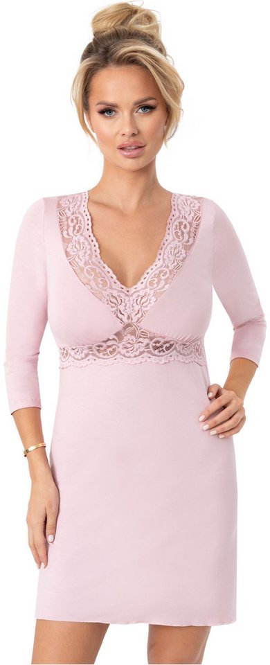 Donna Nachthemd Margo (Set, 1-tlg., 1-teilig) Damen Sleepshirt ca.90cm Schlafshirt Viskose 3/4 Arm Spitze von Donna