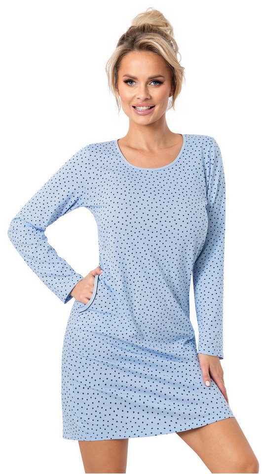 Donna Nachthemd Star (Set, 1-tlg., 1-teilig) Damen Sleepshirt ca.90cm Schlafshirt Baumwolle Taschen Winter von Donna