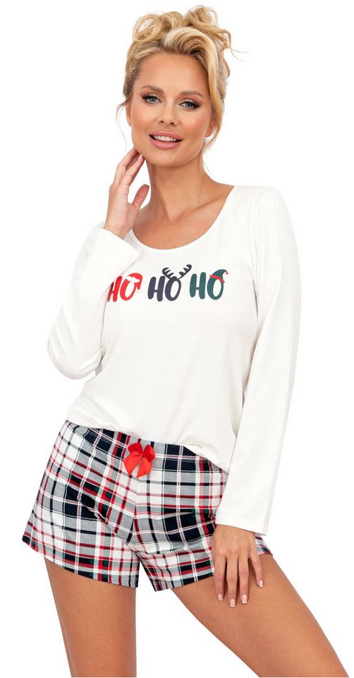 Donna Schlafanzug HoHoHo (Set, 2 tlg., 2-teilig) Damen Pyjama Shorty 2-teilig Langarm Baumwolle Winter von Donna